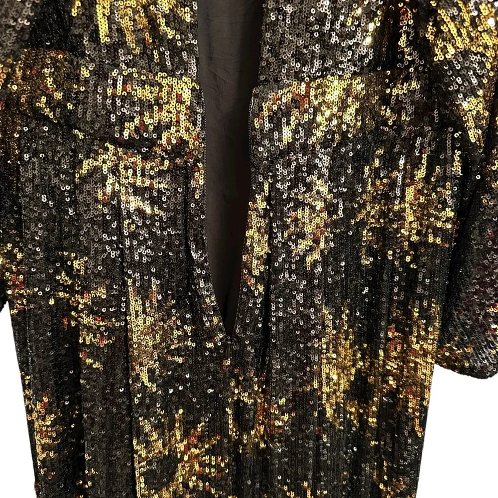 NWT RARE Farm Rio Sunny Mood Sequin Maxi Dress Black Gold Extra Large XL - Picture 12 of 16